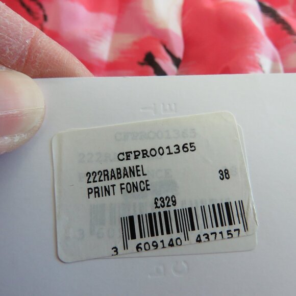 CLAUDIE PIERLOT Rabanel 100% Silk Crepe De Chine Abstract Print Ruffle Dress NWT - Picture 15 of 15